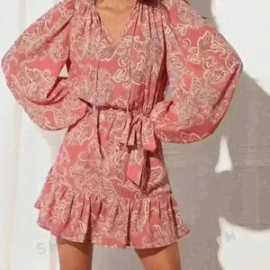 Paisley Ruffle Design Dress Size M